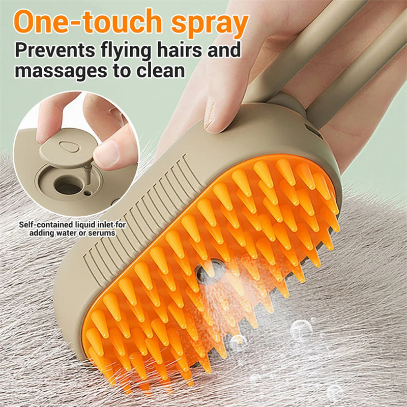3-in-1 Electric Steam Pet Brush – Grooming & Massage