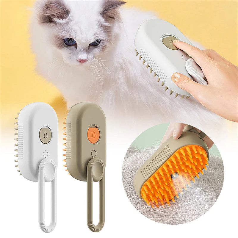 3-in-1 Electric Steam Pet Brush – Grooming & Massage