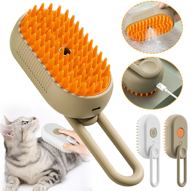 3-in-1 Electric Steam Pet Brush – Grooming & Massage