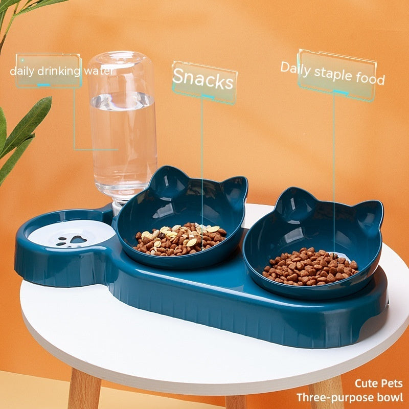 Anti-Roll Double Pet Bowl for Cats