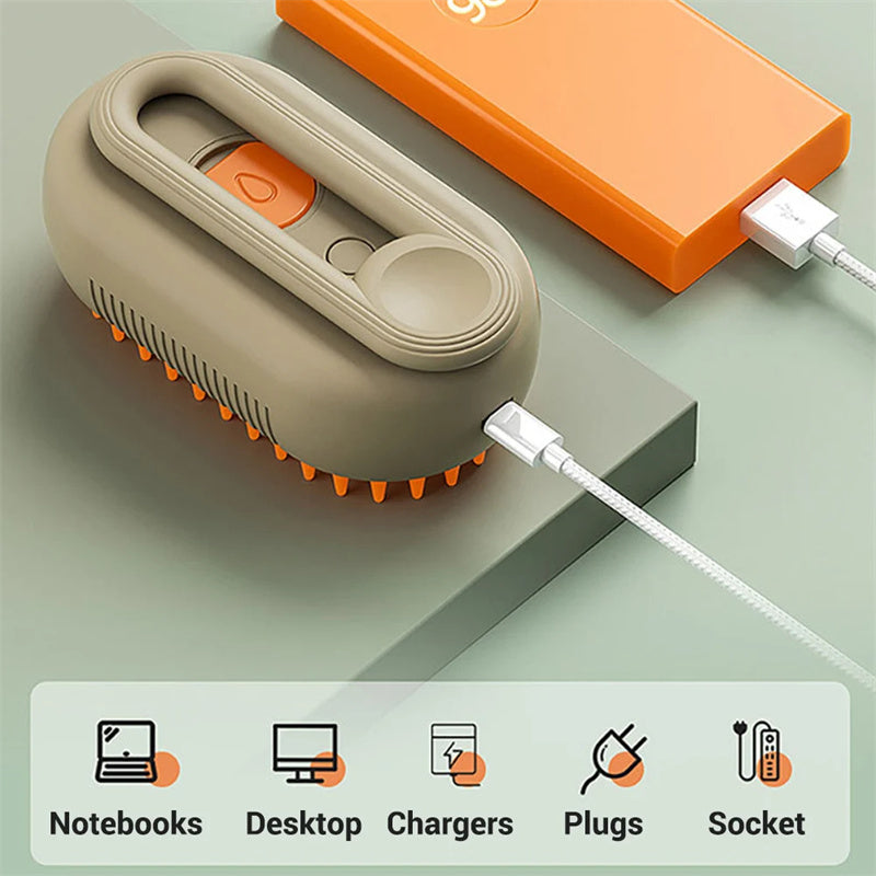 3-in-1 Electric Steam Pet Brush – Grooming & Massage