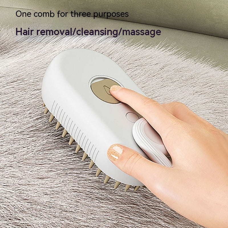 3-in-1 Electric Steam Pet Brush – Grooming & Massage