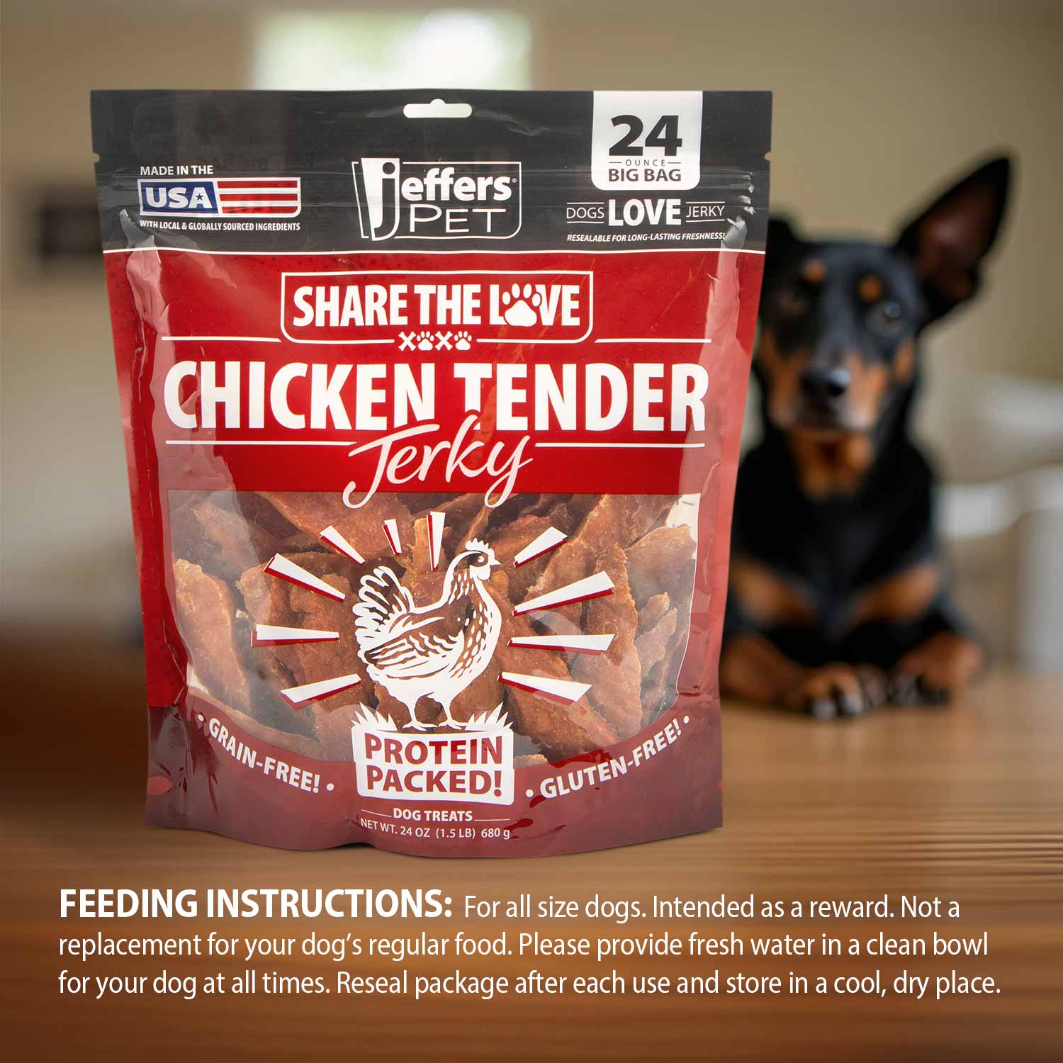 Jeffers Chicken Jerky Dog Treats | 100% Natural, Grain-Free, Made in USA