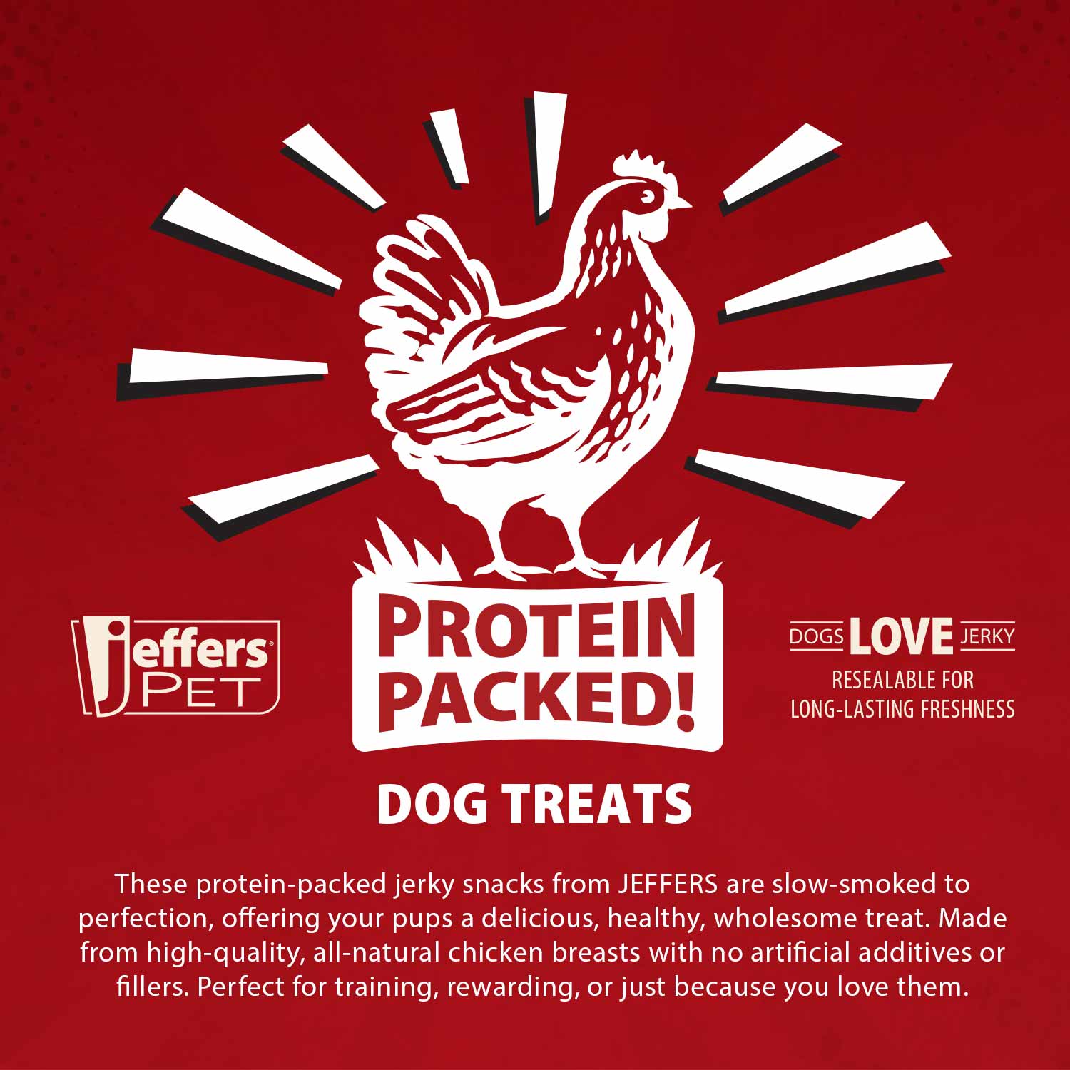 Jeffers Chicken Jerky Dog Treats | 100% Natural, Grain-Free, Made in USA