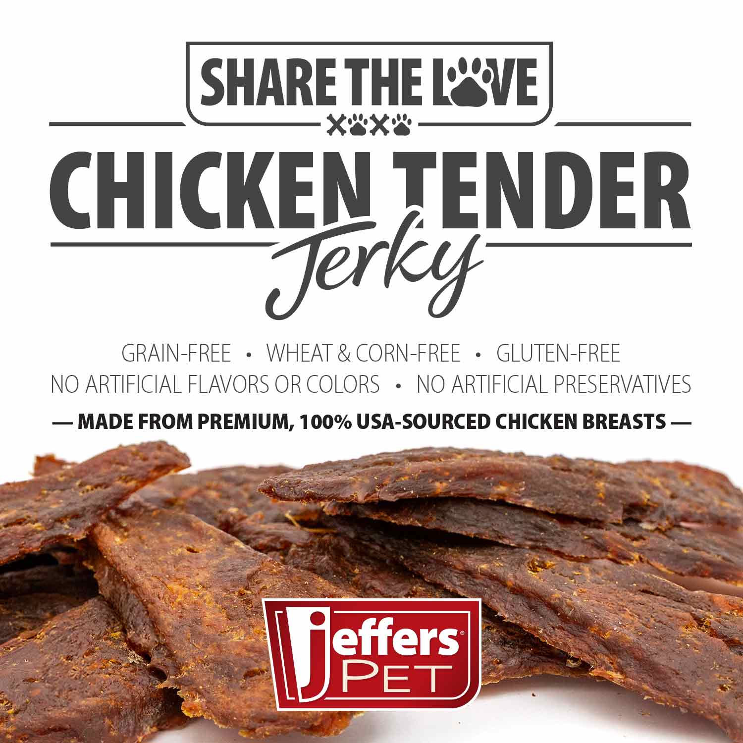 Jeffers Chicken Jerky Dog Treats | 100% Natural, Grain-Free, Made in USA